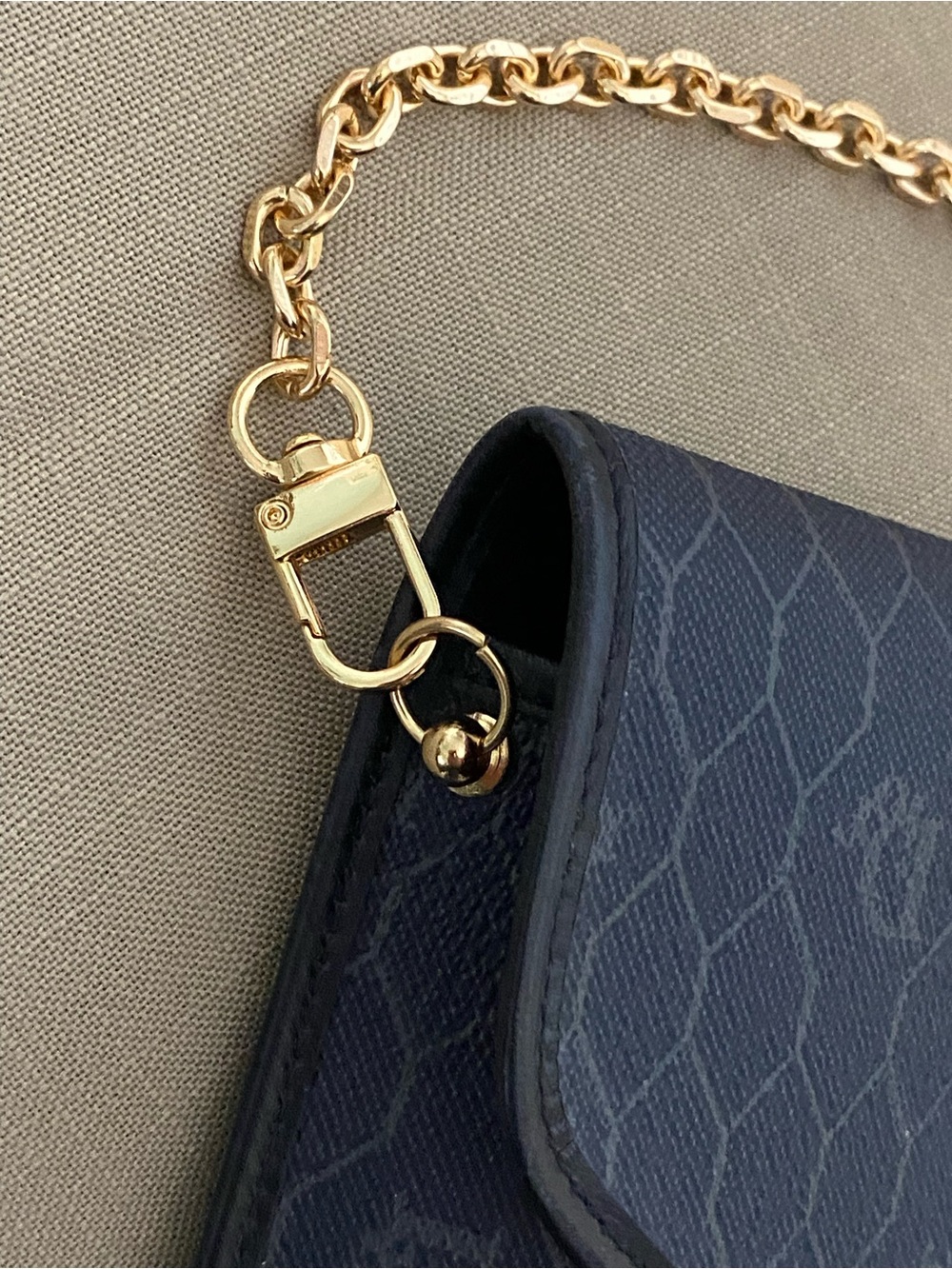 Vintage DIOR Oversized Clutch Bag Wallet Navy Honeycomb Chain Added - Picture 8 of 16